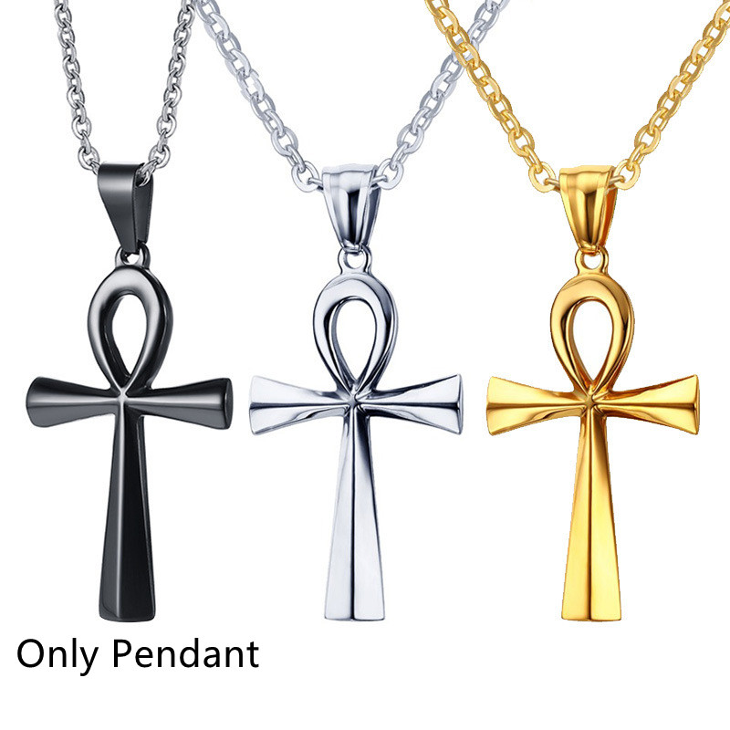 Gold and Steel Ankh Pendant