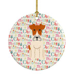 Merry Christmas Wire Fox Terrier Ceramic Ornament