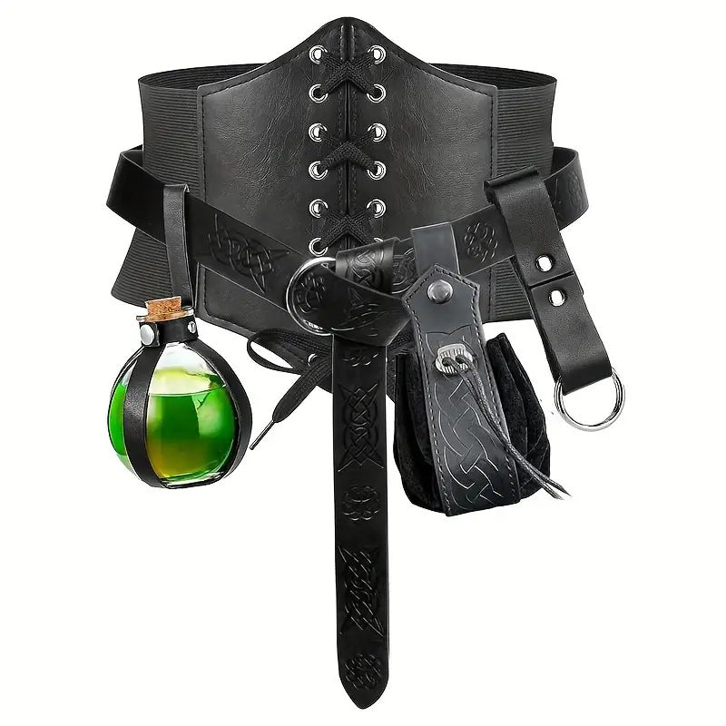 5-Piece Renaissance Corset Set with Belt and Pouch