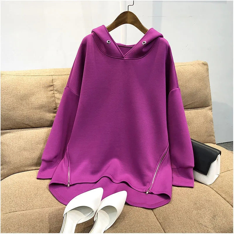 Candy Five-Color Hooded Zipper Casual Sweater