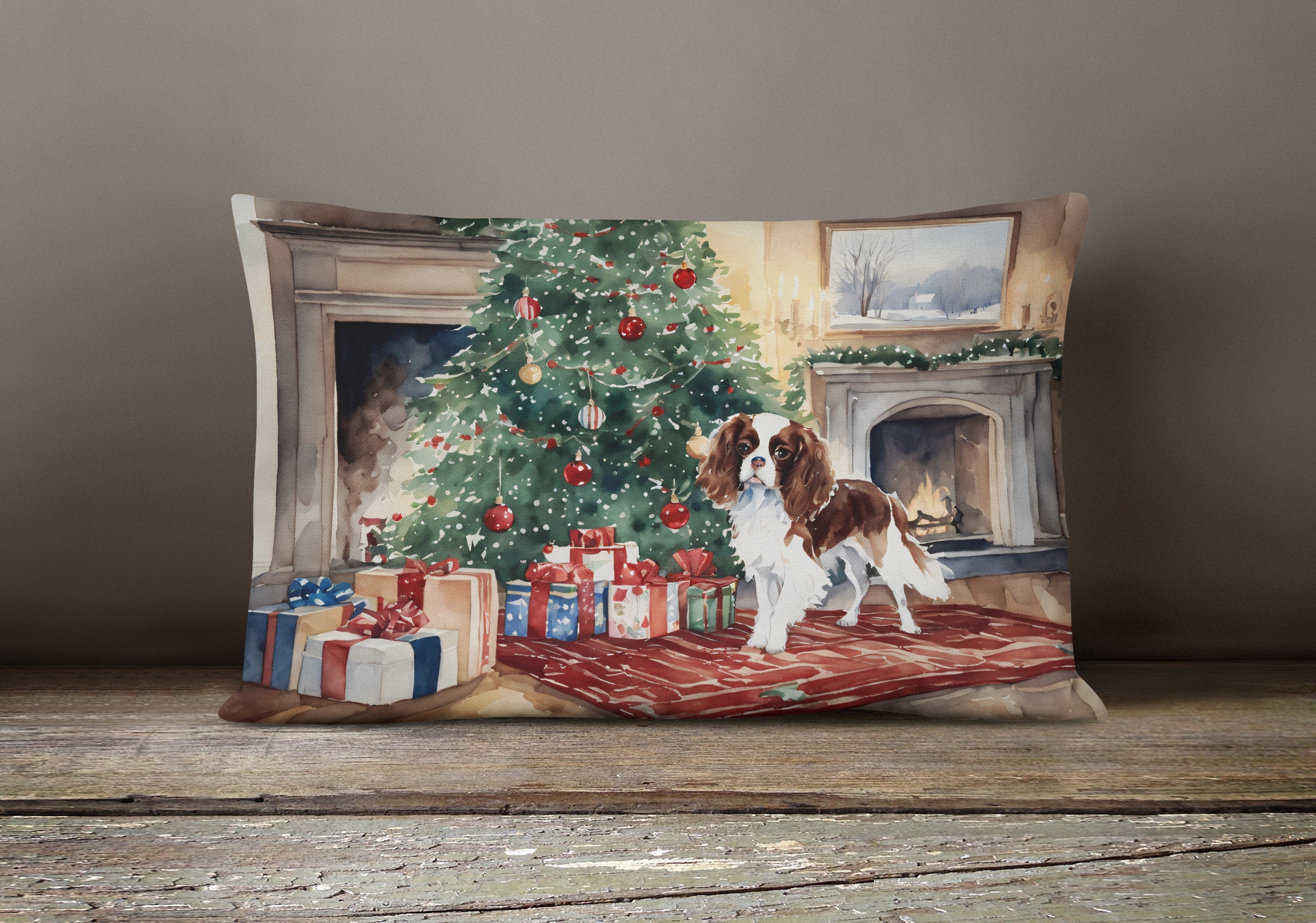 Cavalier Spaniel Christmas Throw Pillow