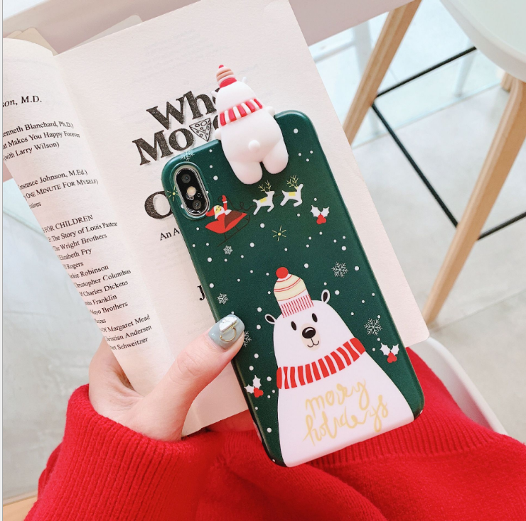 Santa Claus and Reindeer Phone Case with Snowman Figure | Protective Cover