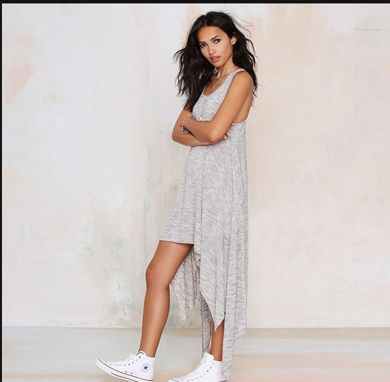 Sleeveless V-Neck Loose Irregular Dress