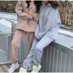 Fashionable Solid Color Hoodie with Large Pockets Set | Streetwear