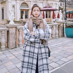 Mid-length Plaid Woolen Coat for Women
