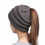 Pony Beanie Super Cute Cable Knit Hat | Embroidered Cap