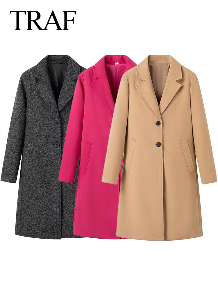 TRAF Women's Elegant Winter Loose Outerwear Coat