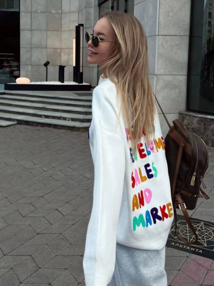 Vintage Oversized Women's Sweater - Classic O-Neck Knit