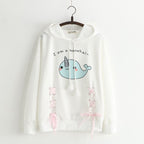Kawaii Women’s Cotton Hoodie with Cartoon Print | Streetwear