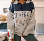 Fashion Zip Print Long Sleeve Sweatshirt Top | Streetwear