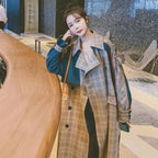 Retro Plaid Women's Mid-Length Loose Windbreaker Jacket