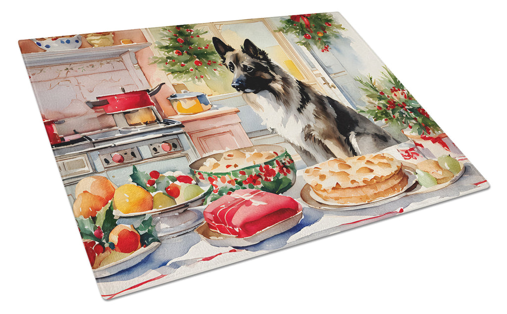 Norwegian Elkhound Christmas Cookies Glass Cutting Board