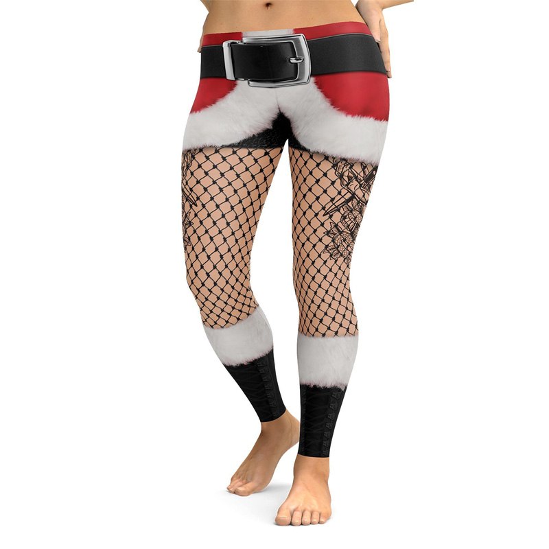Christmas Print Yoga Leggings for Sports and Fitness