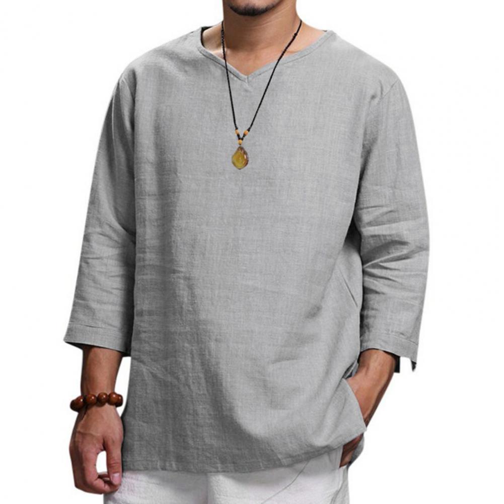 Men's Casual 3/4 Sleeve Loose Pullover Shirt | Streetwear
