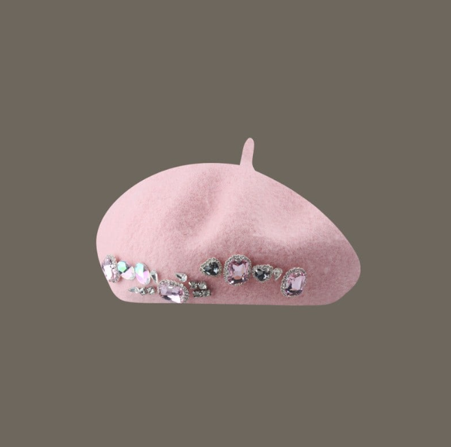 Wool Tweed Painter Pumpkin Hat for Small Faces | Embroidered Cap