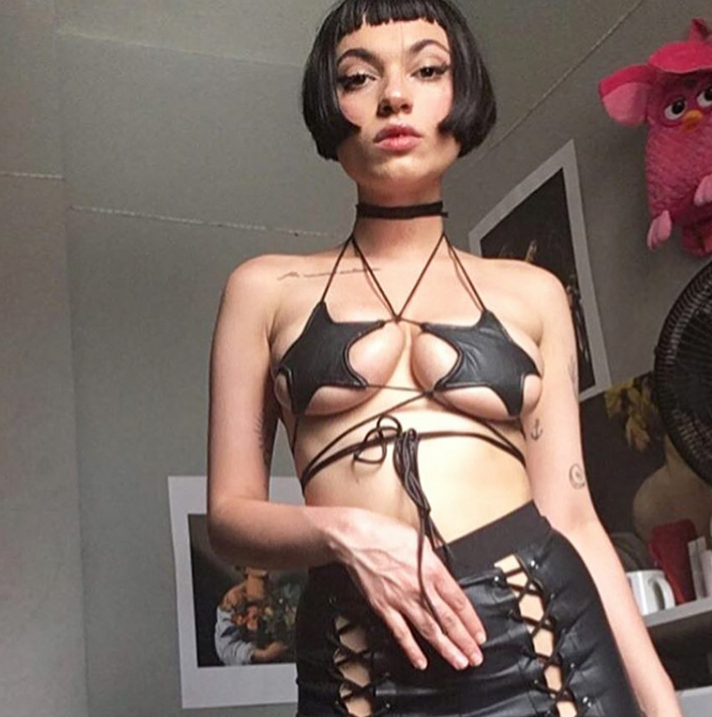 "Sexy Strappy Tank Top with Star Print Bra"
