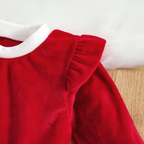 Baby Girl Christmas Romper with Sequin Skirt & Headband