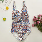Women's Floral One-Piece Swimsuit with Backless Design