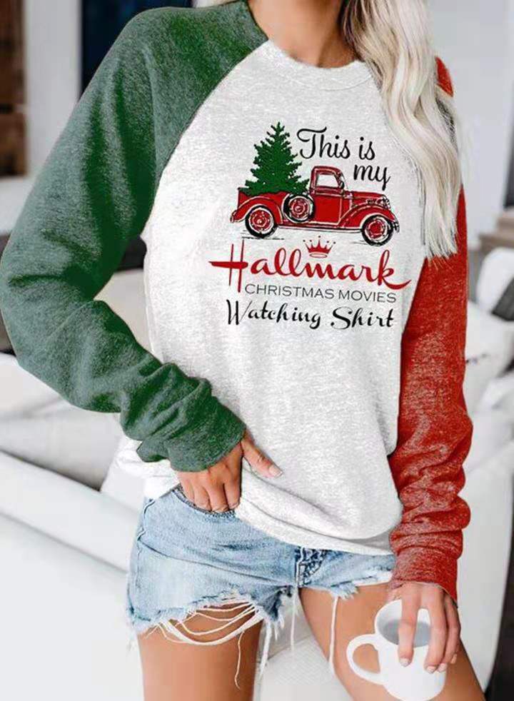 Christmas Movies Hallmark Printed Long-sleeved Sweatshirt | Streetwear