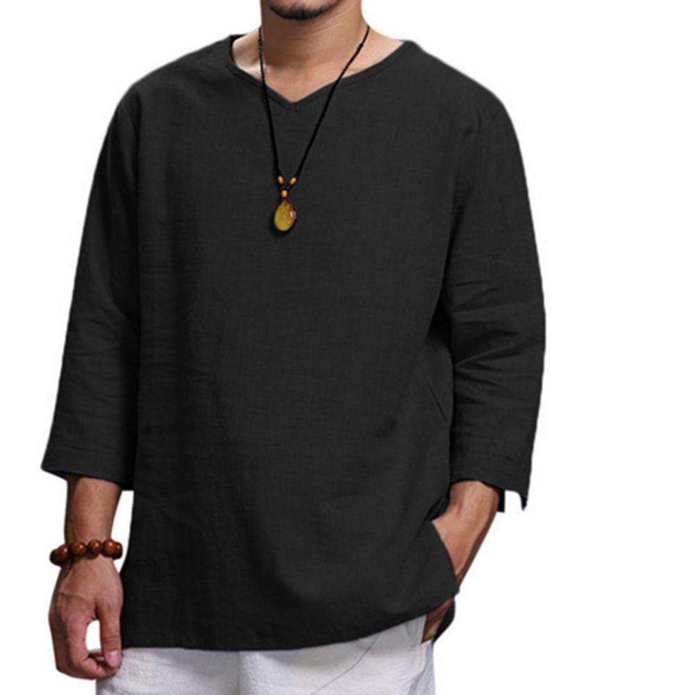 Men's Casual 3/4 Sleeve Loose Pullover Shirt | Streetwear