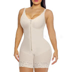 Mesh Chest Corset Leotard with Zipper