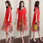 Chic Floral Cotton Dress for Plus Size Women