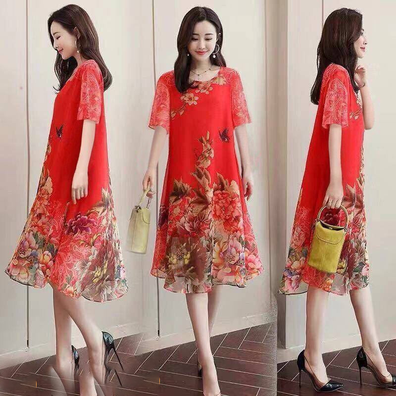 Chic Floral Cotton Dress for Plus Size Women