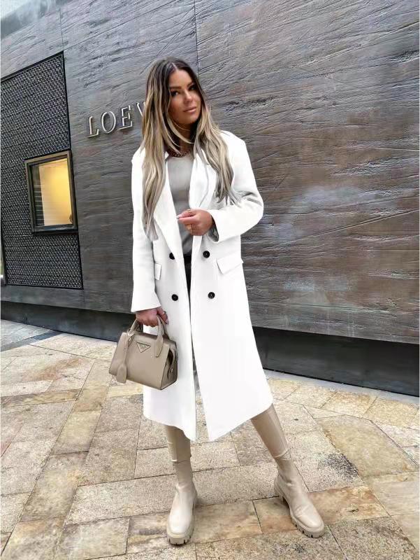 Women's Long-sleeved Double-breasted Nizi Coat