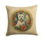 Westie Christmas Flowers Throw Pillow