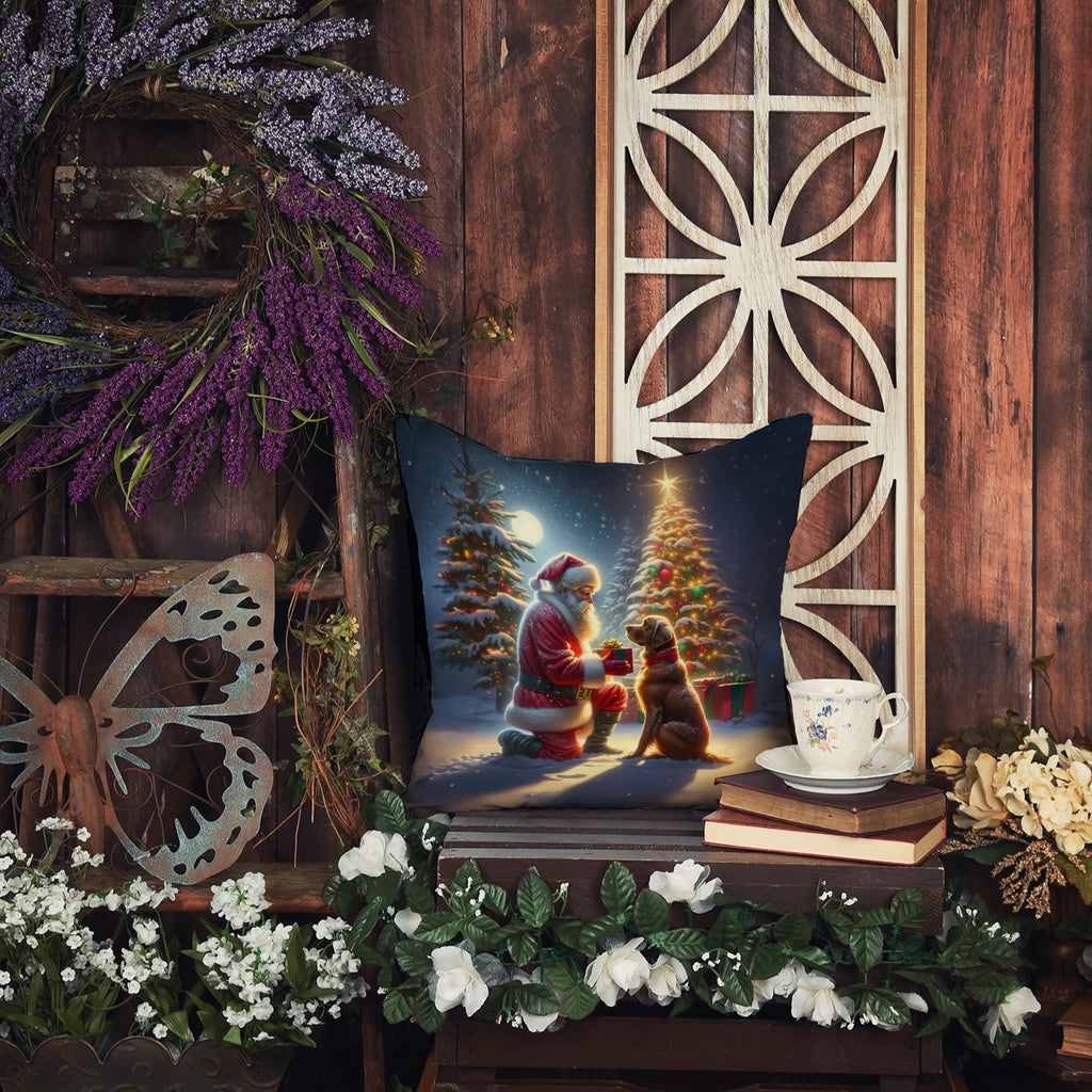 Chesapeake Bay Retriever and Santa Claus Throw Pillow