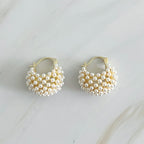 Pearl Knit Hoop Earrings
