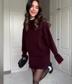Solid Casual Preppy Knit Short Set (One Set)