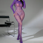 Fishnet Long Sleeve Backless Bodysuit