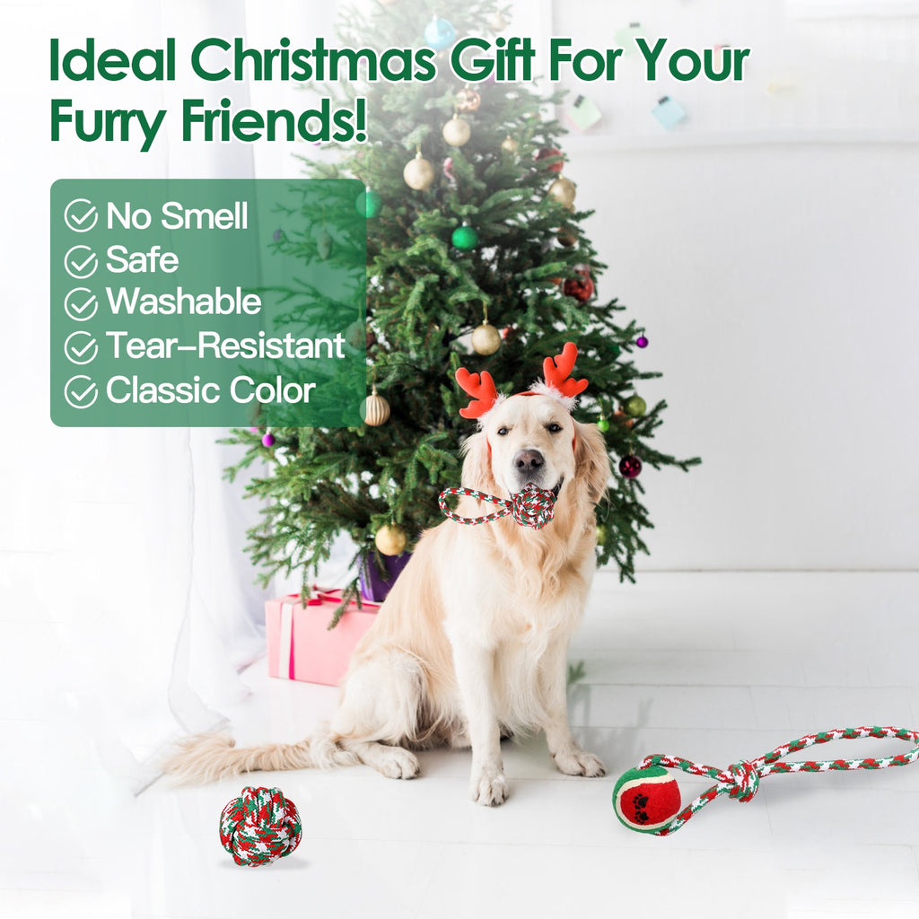 5Pcs Christmas Dog Rope Chew Toys Set