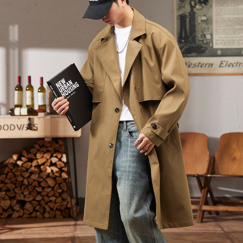 Khaki Solid Hooded Windbreaker Jacket