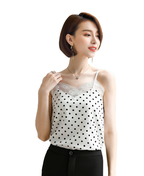 Lace Trim V-Neck Polka Dot Sexy Tank Top
