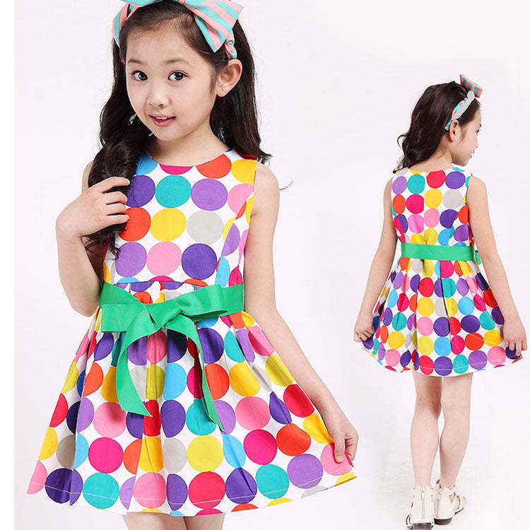Summer Cotton Dress for Girls - Polka Dot Design