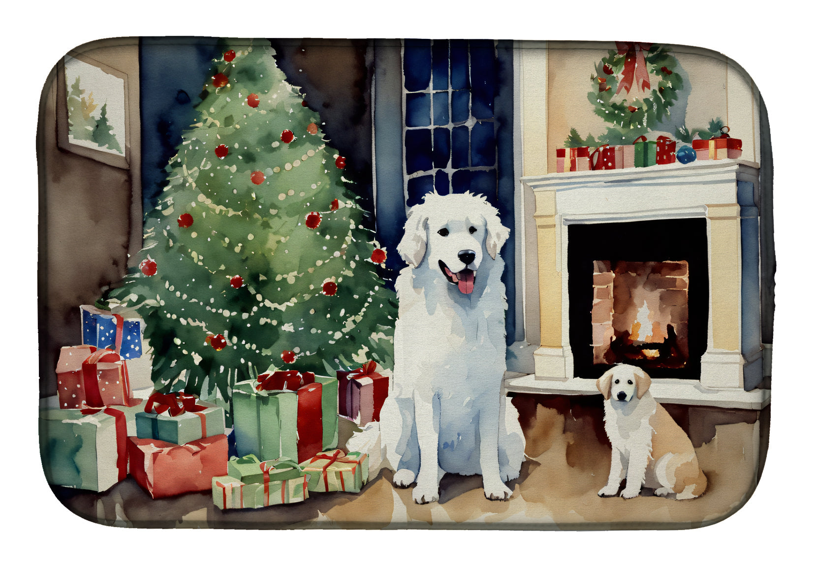 Kuvasz Cozy Christmas Dish Drying Mat