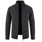 Thick Fleece-lined Men's Stand Collar Knitted Jacket