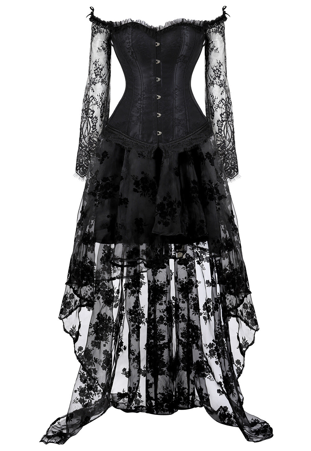 Gothic Lace Bodysuit and Dress Set for Ball Gowns
