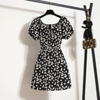 Slim Fit Floral Puff Sleeve Summer Dress