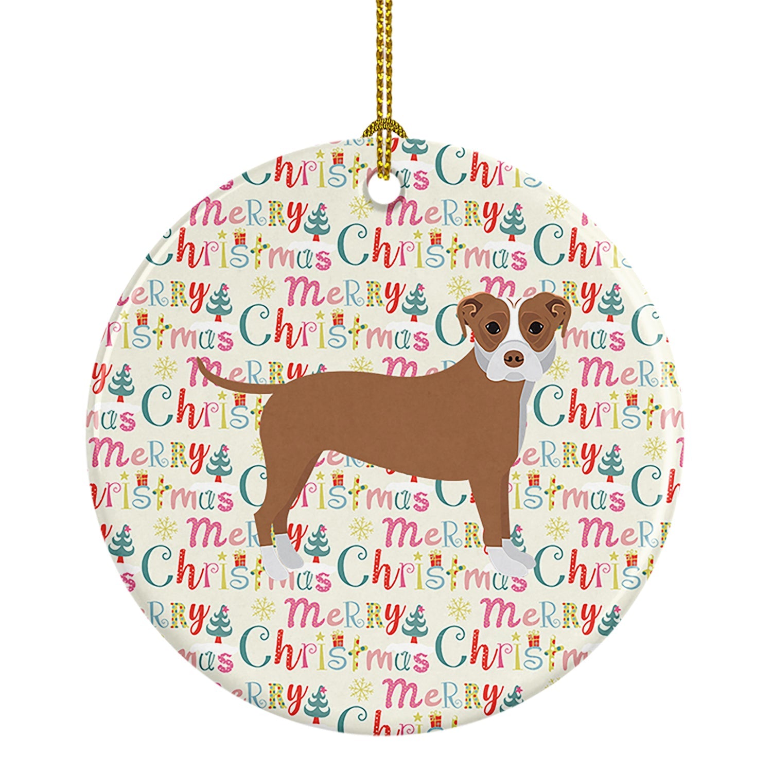 Staffordshire Bull Terrier #2 Merry Christmas Ceramic Ornament