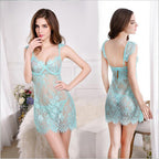 Lace Sleepwear Set with Sheer Nightgown and Camisole