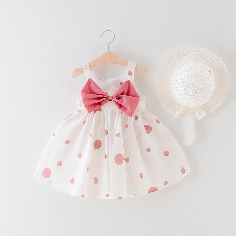 Girls' Sleeveless Dress with Bow Detail