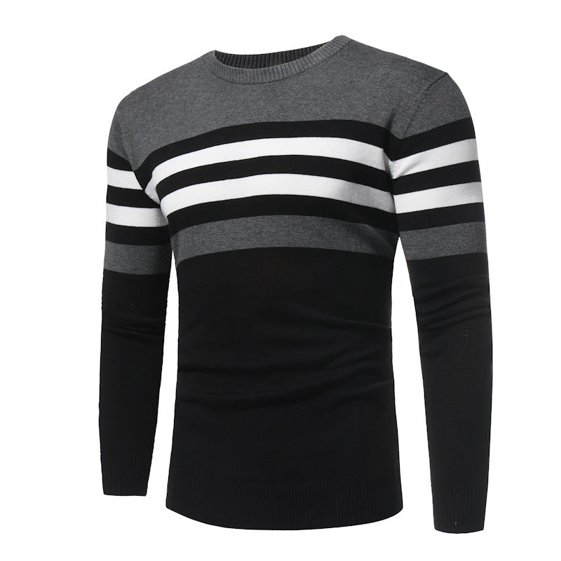 Men's Thick Warm Knitted Striped Sweater