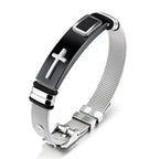 Men's Cross Stainless Steel Mesh Bracelet