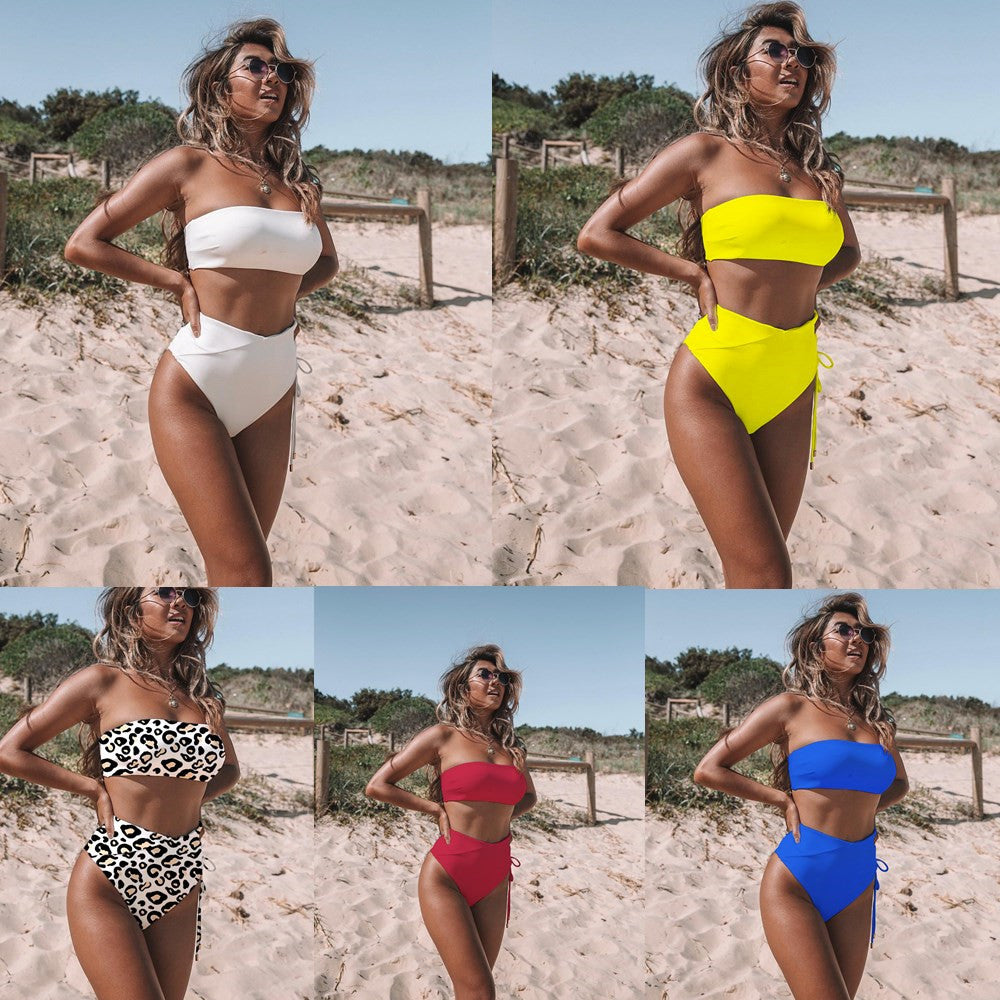 2019 New Style High Waist Strapless Bikini Swimsuit