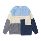 Retro Patchwork Velvet Thick Sweater in Japanese Style