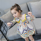 Ethnic Style Baby Doll Collar Floral Dress for Girls