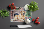 Golden Retriever Cozy Christmas Glass Cutting Board